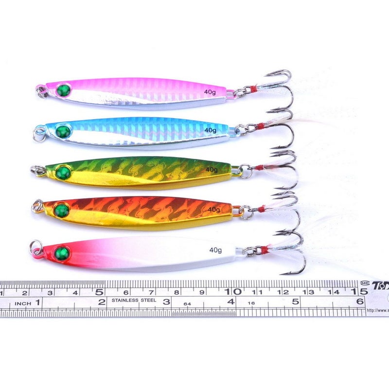 Aorace 10pcs 8.7cm/40g Saltwater Fishing Casting Metal Jig Shore and Boat Jigging Lure Bait Fishing Lures Hard Spoon Treble Hooks Tackle Salmon Bass - Image 3